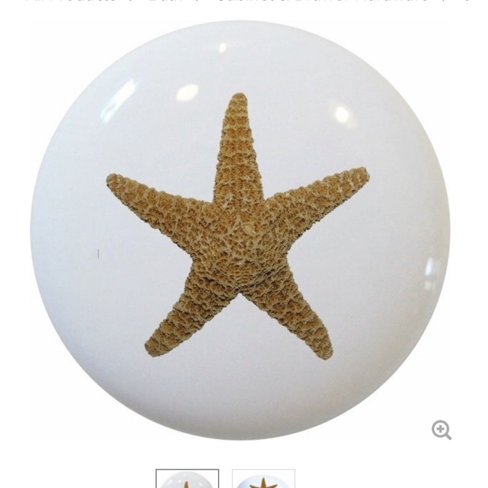 Nautical Ceramic Cabinet Starfish pull knobs - Picture 2 of 5